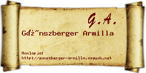 Günszberger Armilla névjegykártya